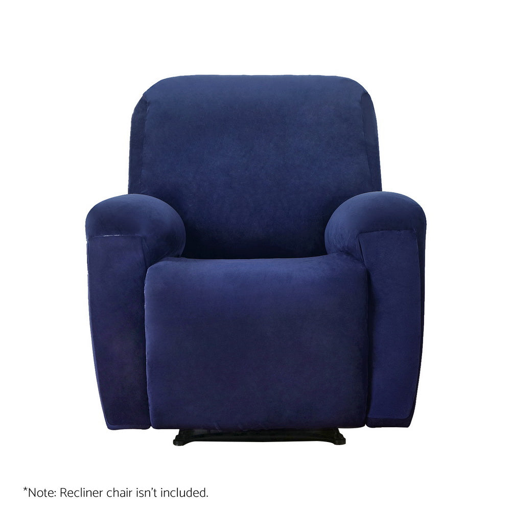 Artiss Recliner Chair Covers Seater Velvet Navy