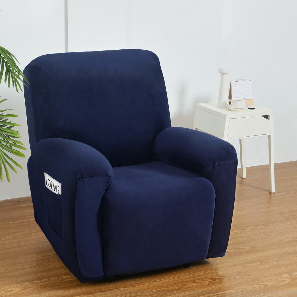 Artiss Recliner Chair Covers Seater Velvet Navy