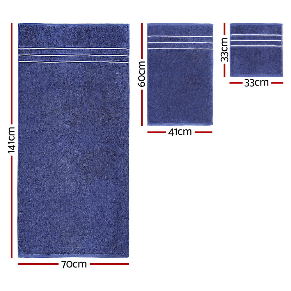 6 Pack Bath Towels Set Navy