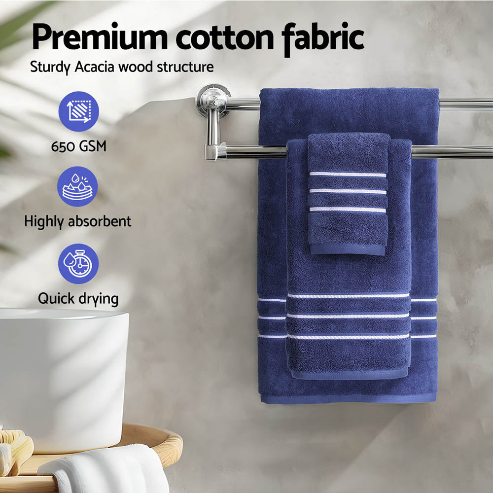 6 Pack Bath Towels Set Navy
