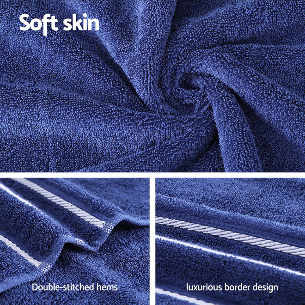 6 Pack Bath Towels Set Navy