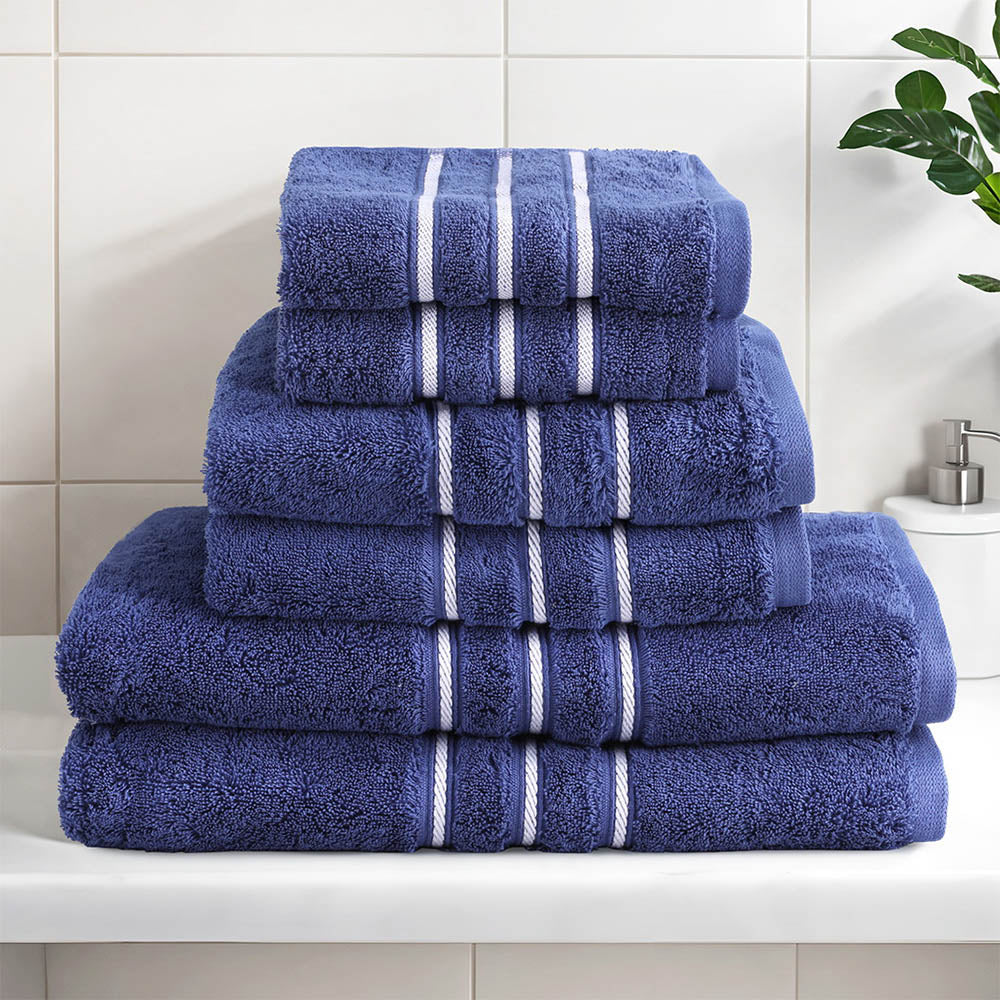 6 Pack Bath Towels Set Navy