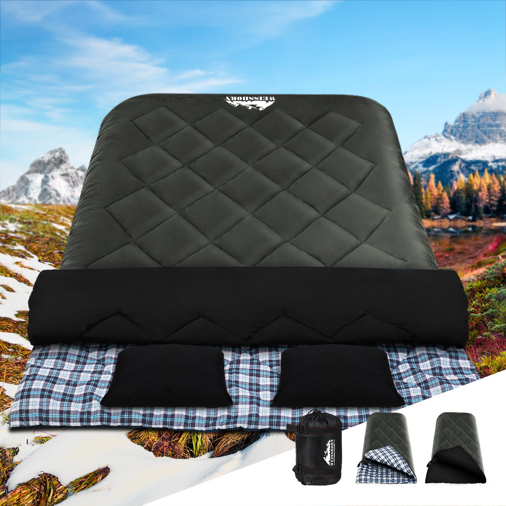 Weisshorn Sleeping Bag Double Pillow Thermal Camping Hiking Tent Grey