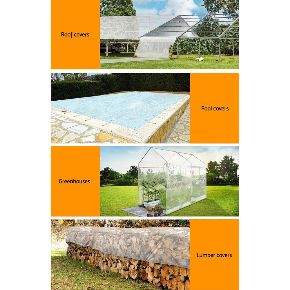 Instahut Tarp Tarpaulin 4x6 Canvas Heavy Duty Camping Cover Clear