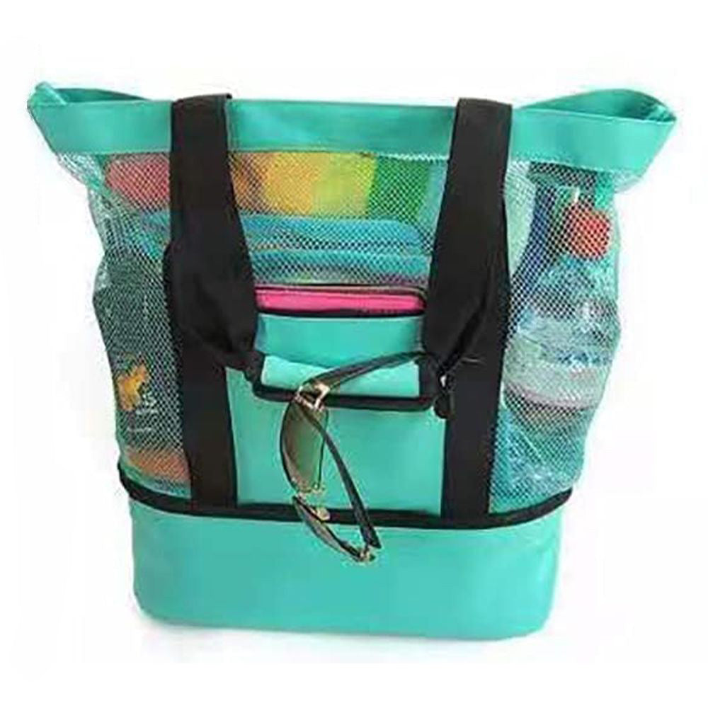 2 IN 1Mesh Beach Tote Bag with Insulated Cooler