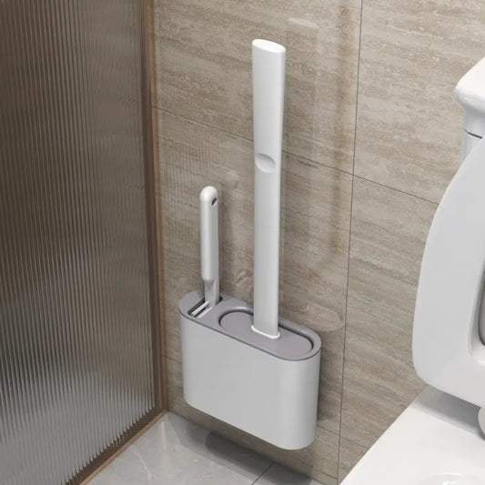 Wall Mounted TPR Toilet Brush With Long Handle Silicone Soft Bristle Brush