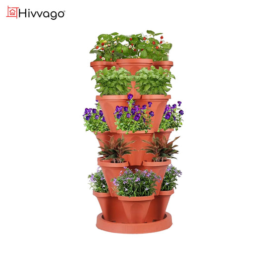 Hivvago 5-Tier Vertical Garden Planter – Stackable Indoor/Outdoor Pot with Base