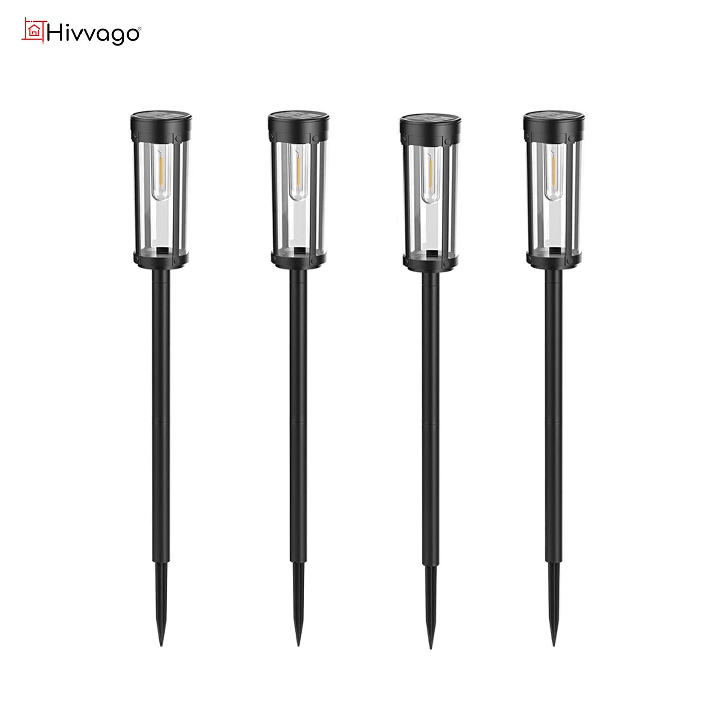Hivvago 4 Pack Solar Garden Lights – Waterproof Outdoor Pathway Lamps
