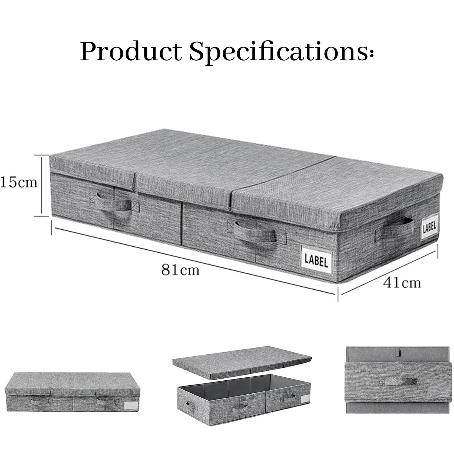 Hivvago Underbed Storage Container – Foldable Box with Lids & Label Pocket