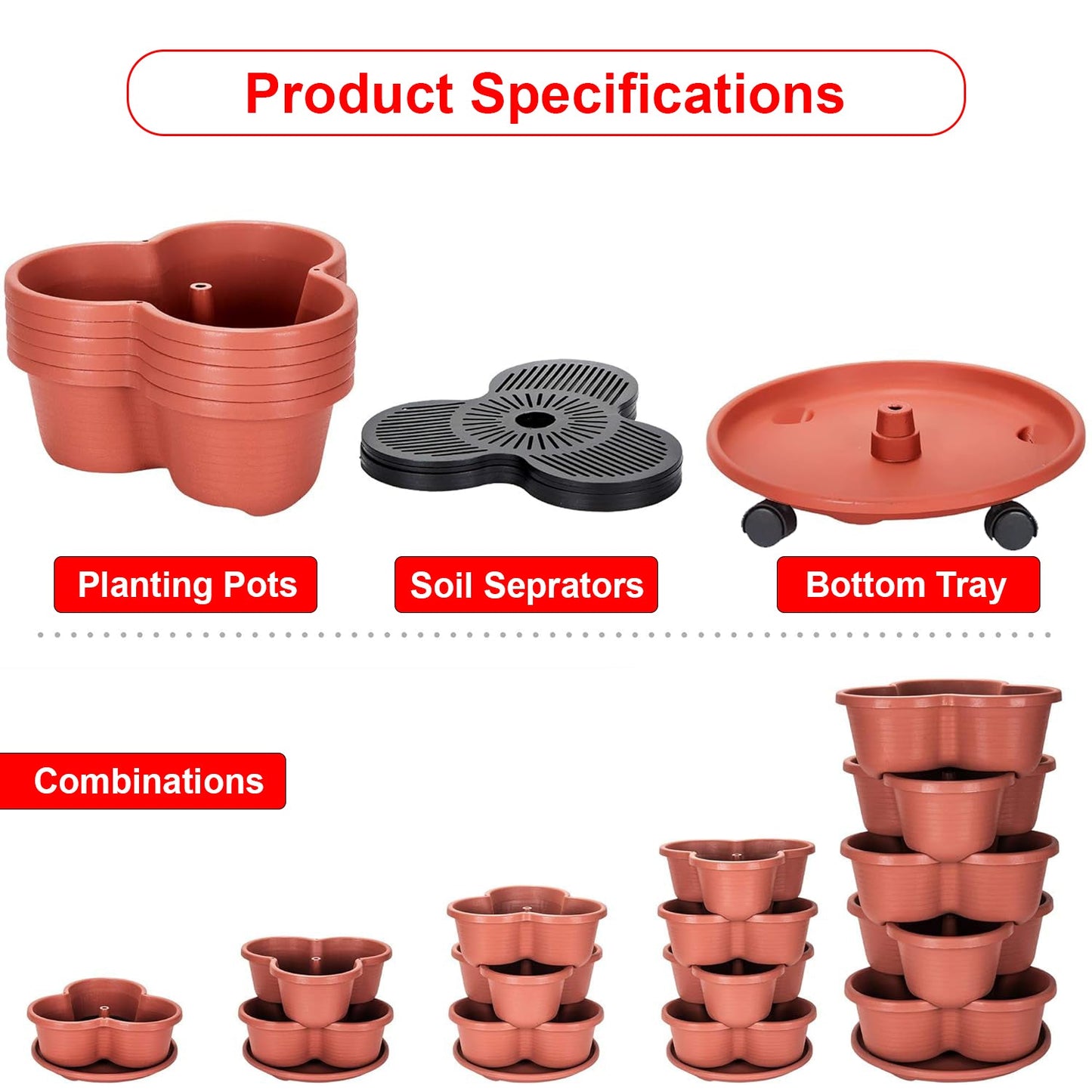 Hivvago 5-Tier Vertical Garden Planter – Stackable Indoor/Outdoor Pot with Base