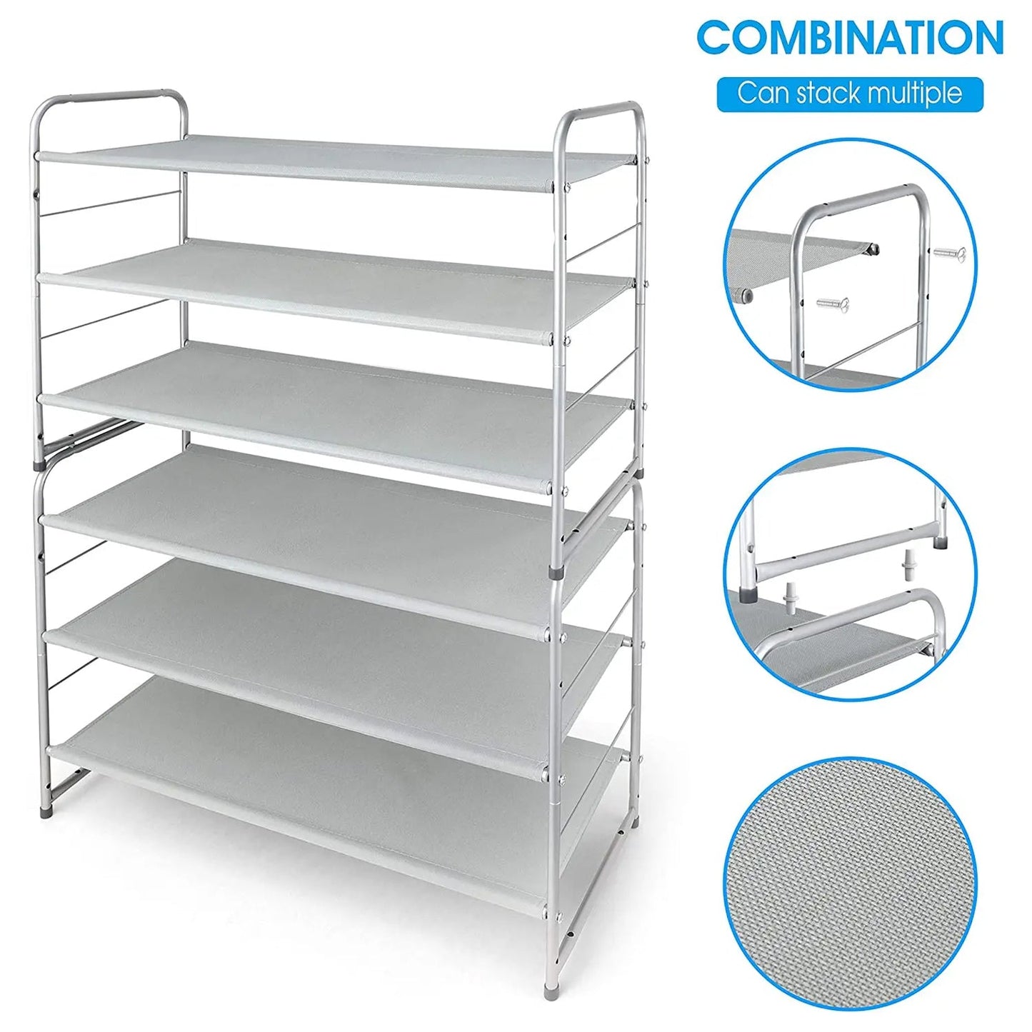 Hivvago 3-Tier Stackable Shoe Rack – Metal Storage Organizer for 20 Pairs