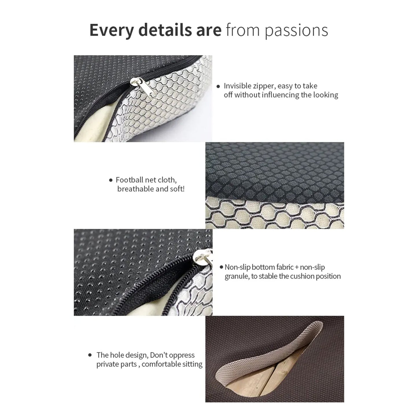 Hivvago Memory Foam Seat Cushion – Ergonomic Support for Office, Car & Home, Grey