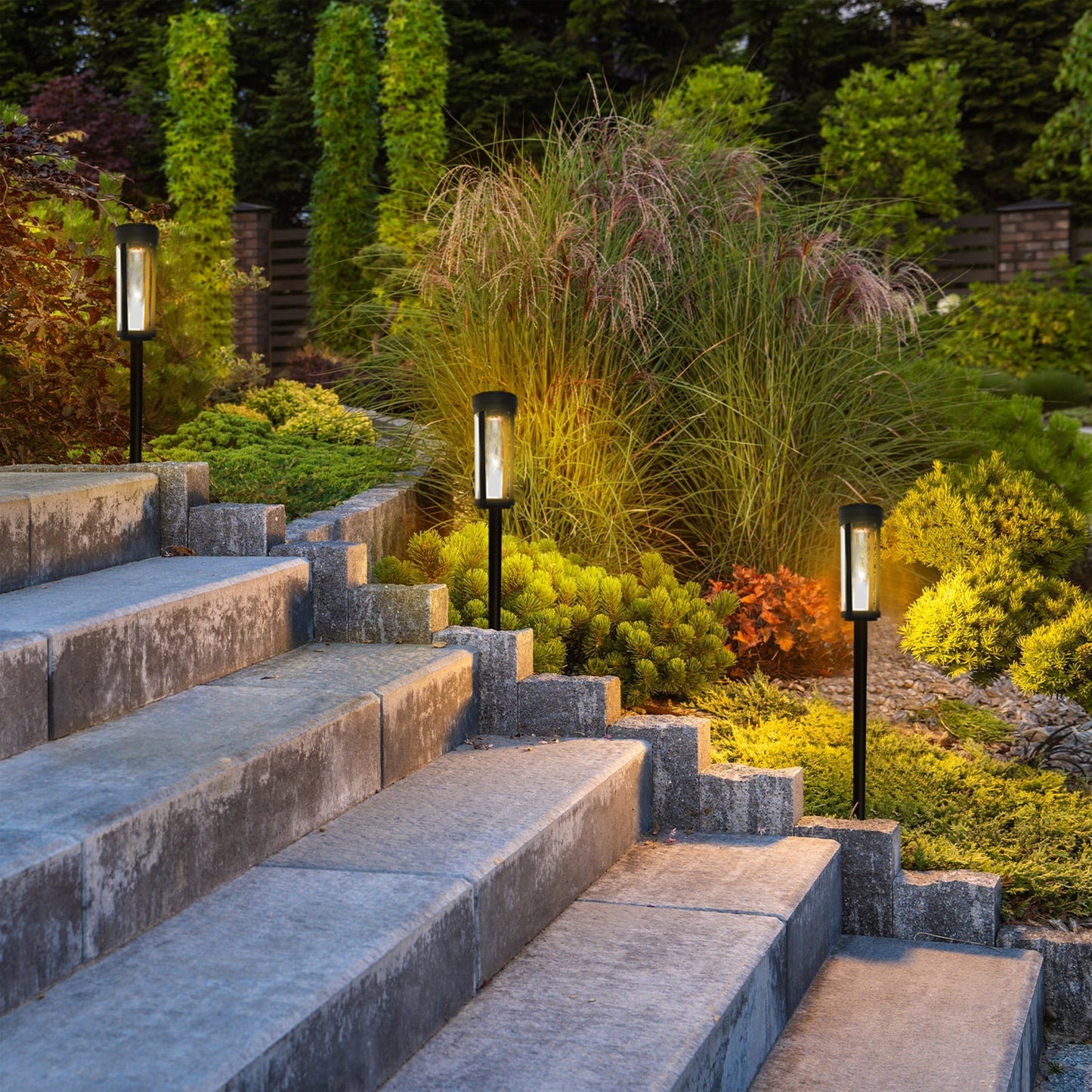 Hivvago 4 Pack Solar Garden Lights – Waterproof Outdoor Pathway Lamps