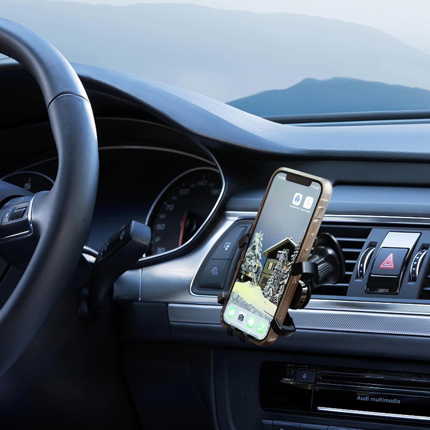 Urbanoki Air Vent Car Phone Holder Mount Strong Grip for Smartphones -Black