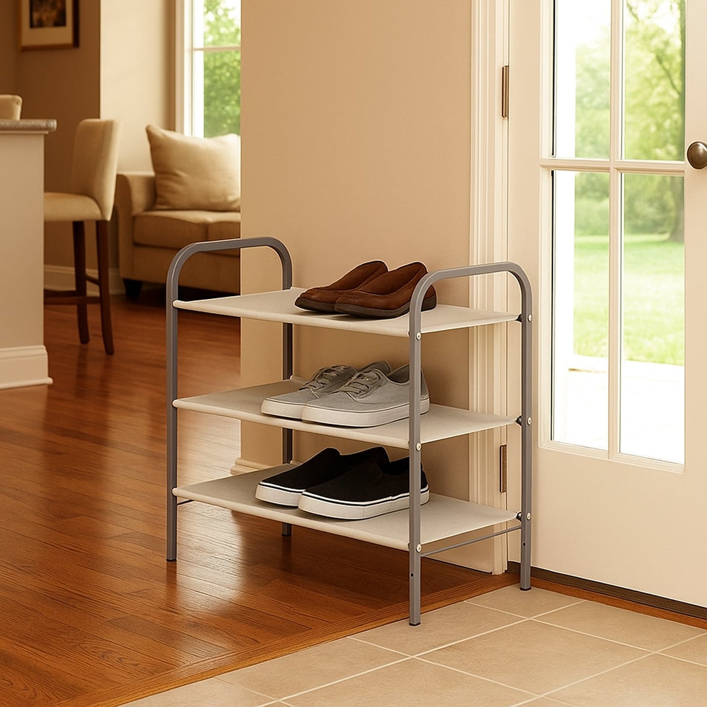 Hivvago 3-Tier Stackable Shoe Rack – Metal Storage Organizer for 20 Pairs