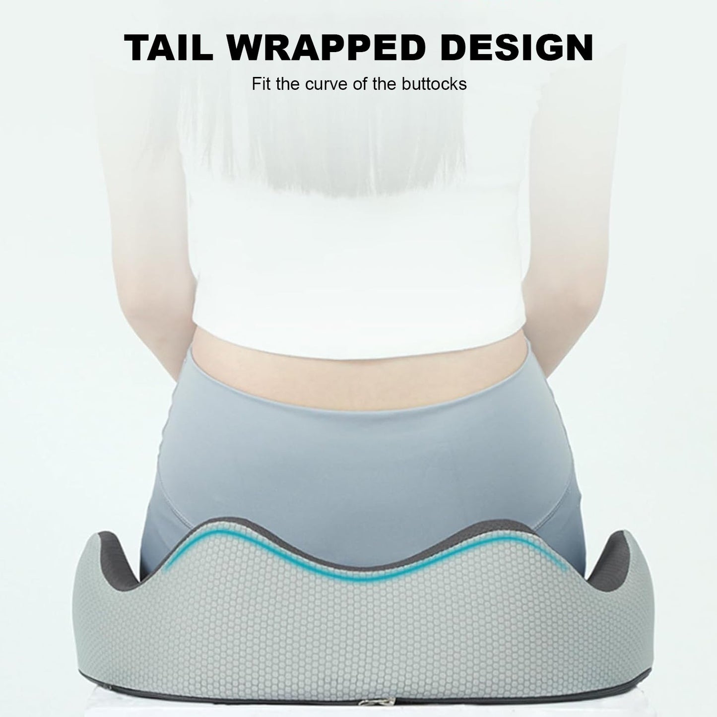 Hivvago Memory Foam Seat Cushion – Ergonomic Support for Office, Car & Home, Grey