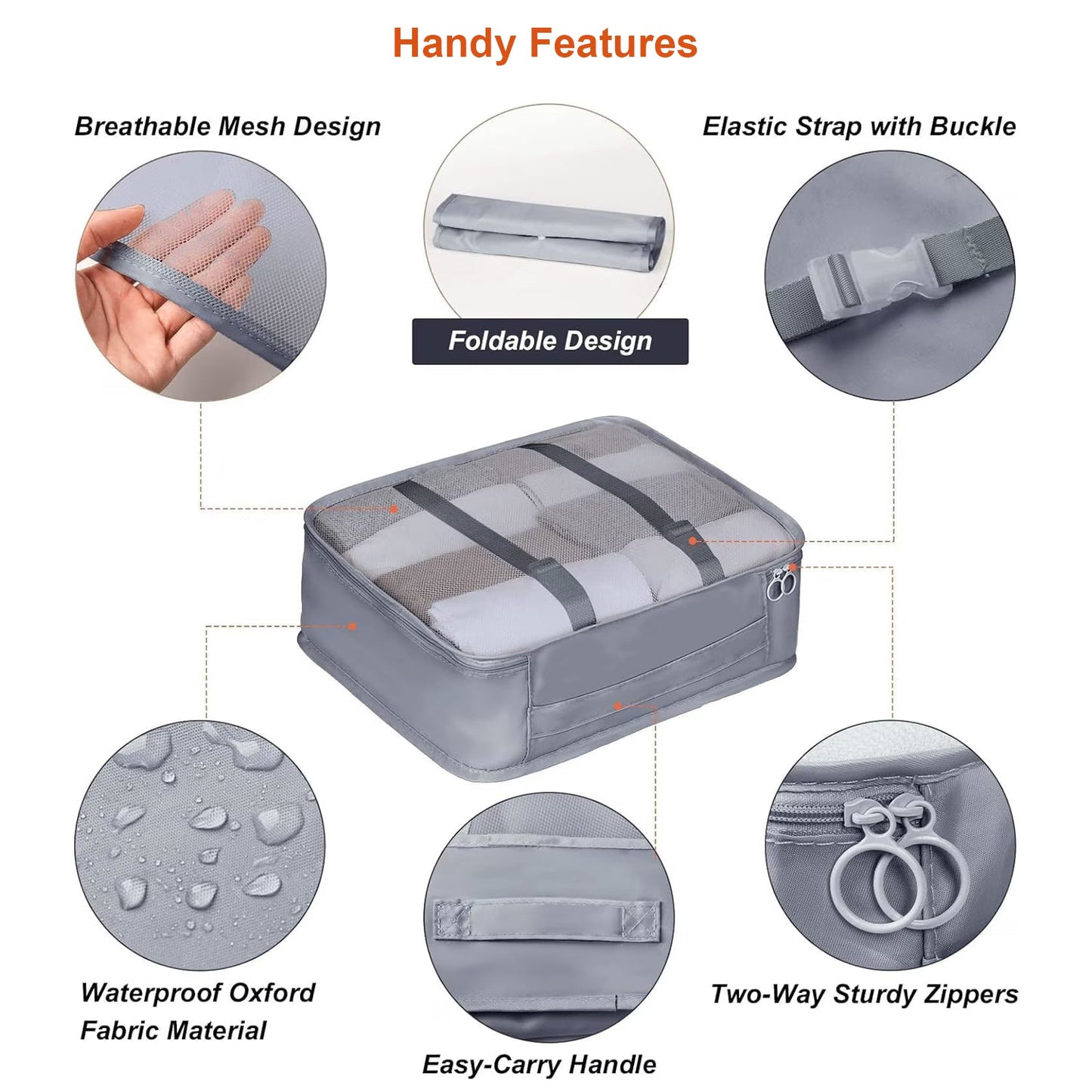 Vagooz 7-Piece Travel Organizer Set – Lightweight Packing Bags for Luggage, Grey