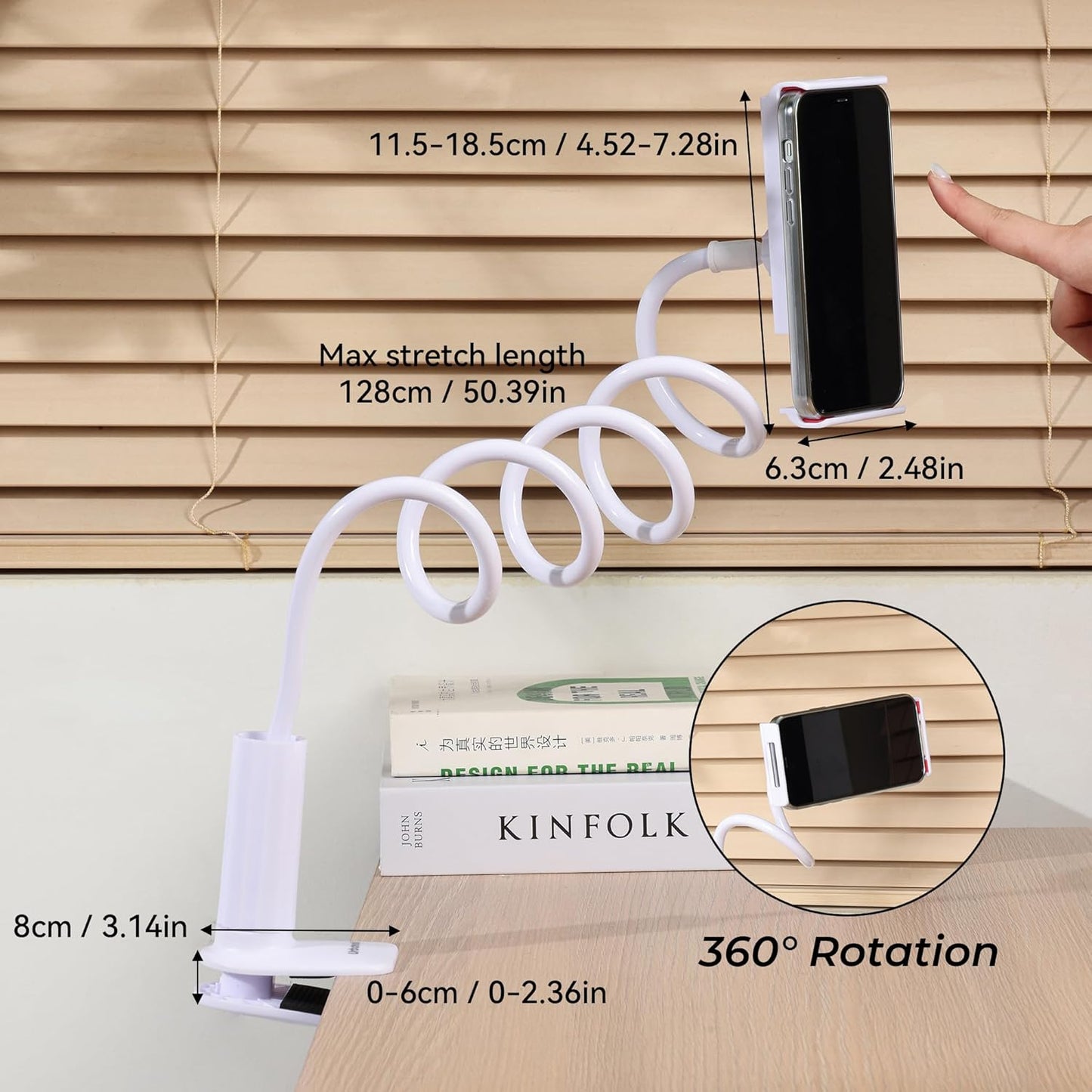 Urbanoki Gooseneck Phone Holder Flexible Clamp Mount for Bed Desk - Available in Two Colours