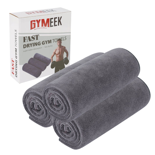 Gymeek Microfiber Gym Towel Set Quick Dry, Lightweight & Compact – 3-Pack Grey