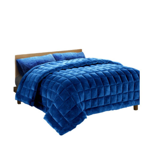 Giselle Bedding Faux Mink Quilt Blue Super King