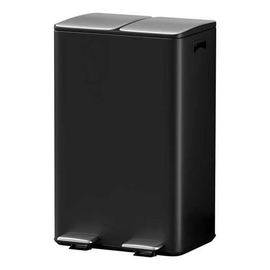 Cefito Pedal Rubbish Bin Dual Compartment Waste Recycle Dustbins Black