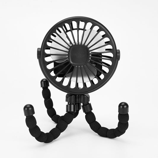 Portable USB Mini Octopus Fan Adjustable Fan with Light Flexible Tripod for Stroller Desk Multifunctional Scene